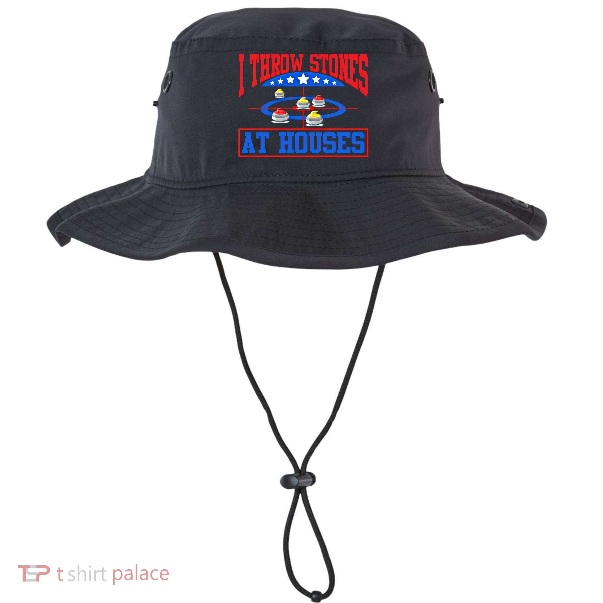 Curling Game I Throw Stones At Houses Curler Curling Great Gift Bucket Hat