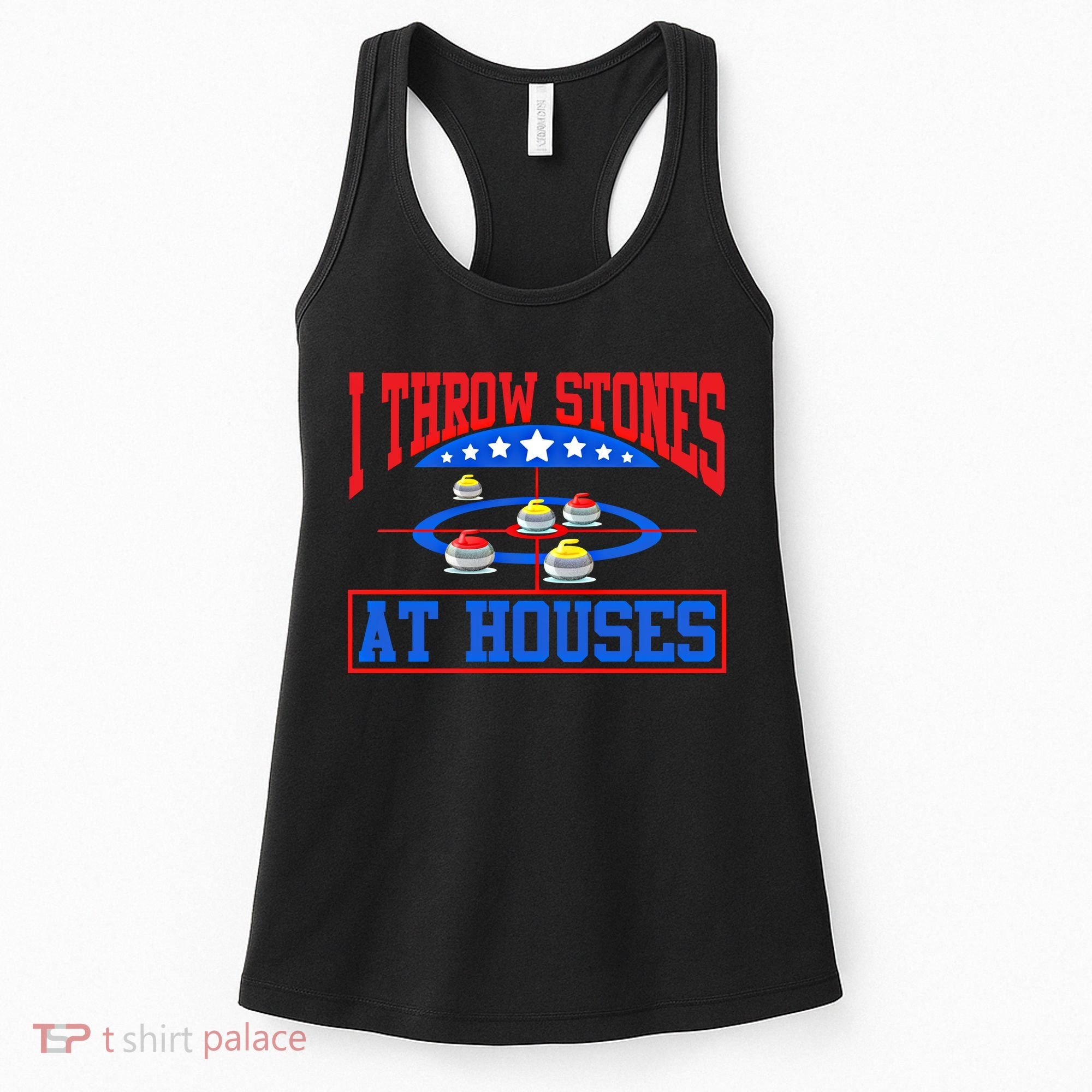 Curling Game I Throw Stones At Houses Curler Curling Great Gift Women's Tank Top