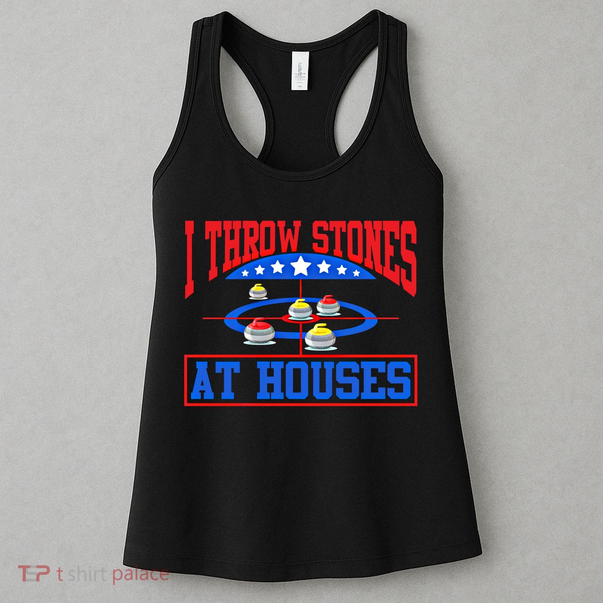 Curling Game I Throw Stones At Houses Curler Curling Great Gift Women's Tank Top