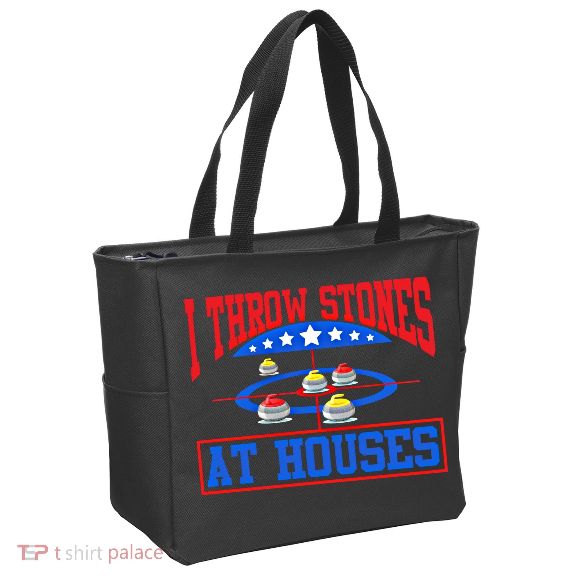 Curling Game I Throw Stones At Houses Curler Curling Great Gift Tote Bag