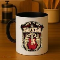 Classic Guitar I Know ItS Only Rock And Roll Crest Cute Gift Coffee Mug thumb 4