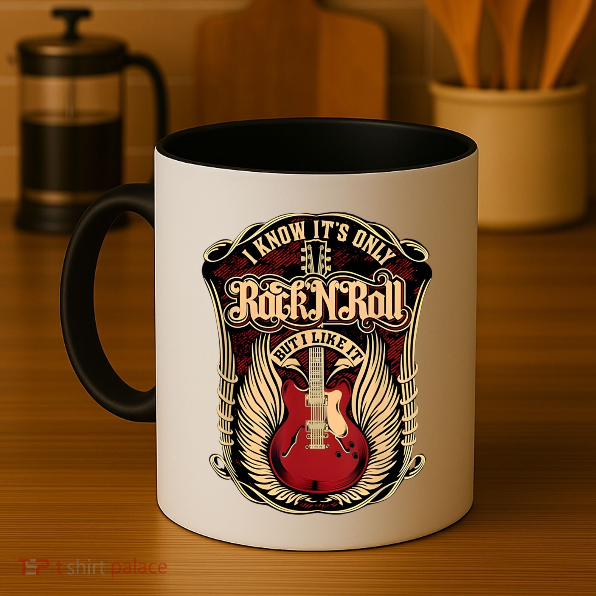 Classic Guitar I Know ItS Only Rock And Roll Crest Cute Gift Coffee Mug