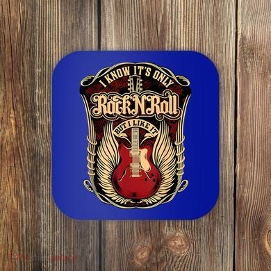 Classic Guitar I Know ItS Only Rock And Roll Crest Cute Gift Coaster