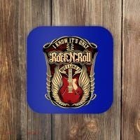 Classic Guitar I Know ItS Only Rock And Roll Crest Cute Gift Coaster thumb 0