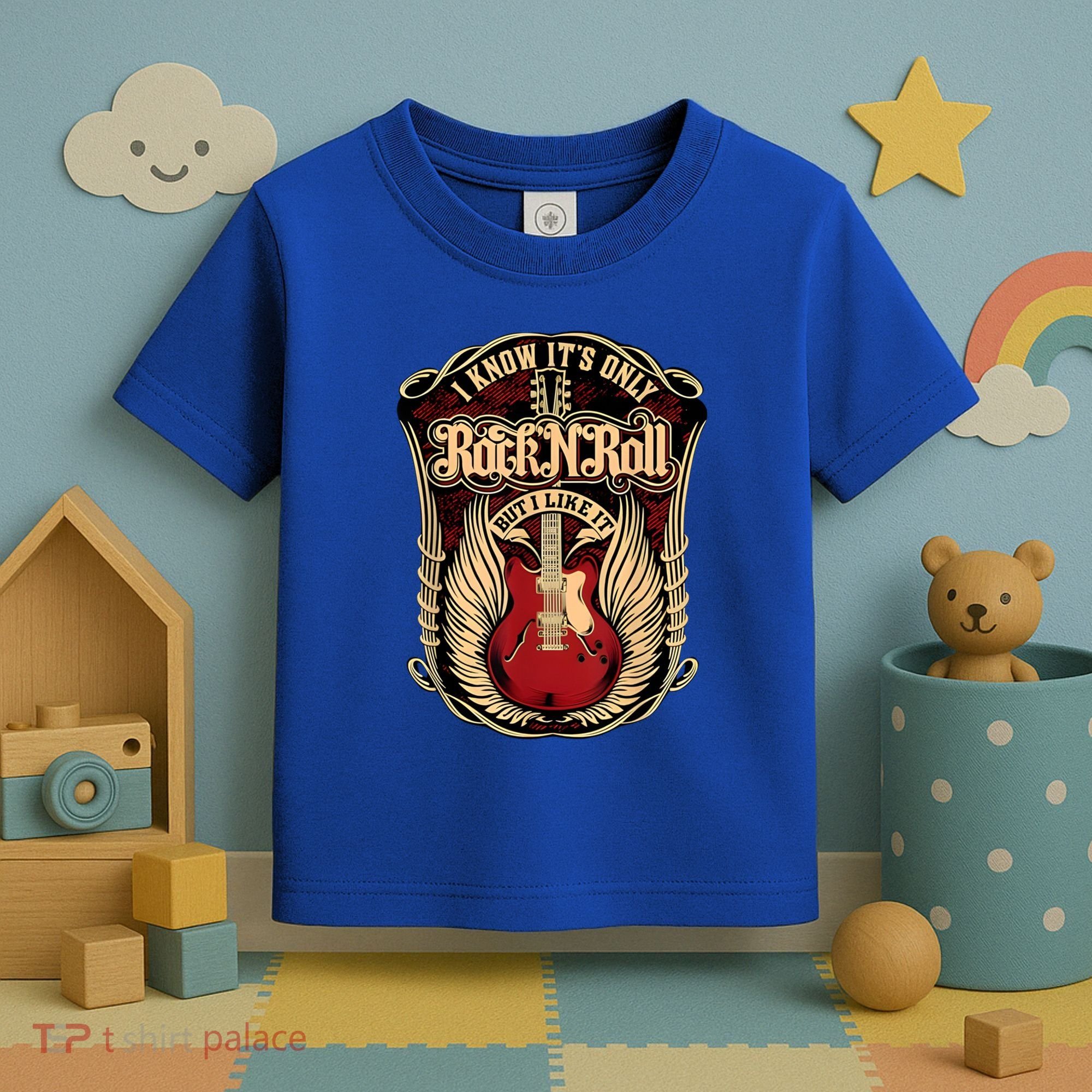 Classic Guitar I Know ItS Only Rock And Roll Crest Cute Gift Toddler T-Shirt