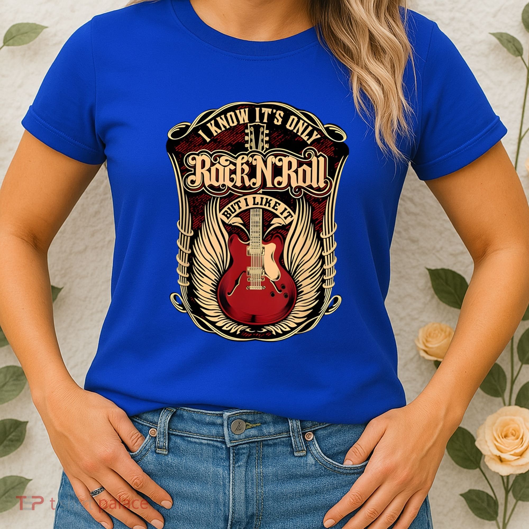 Classic Guitar I Know ItS Only Rock And Roll Crest Cute Gift Women's T-Shirt