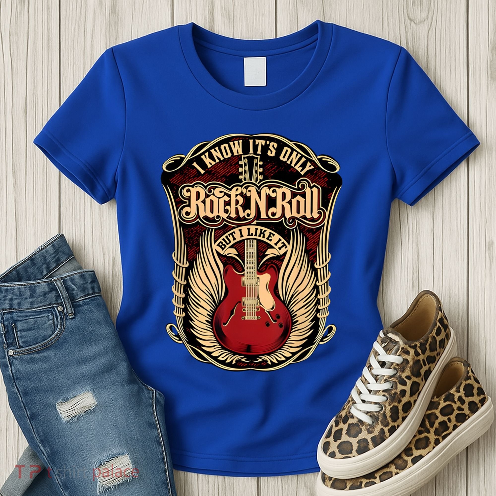 Classic Guitar I Know ItS Only Rock And Roll Crest Cute Gift Women's T-Shirt