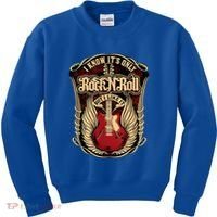Classic Guitar I Know ItS Only Rock And Roll Crest Cute Gift Kids Sweatshirt thumb 0