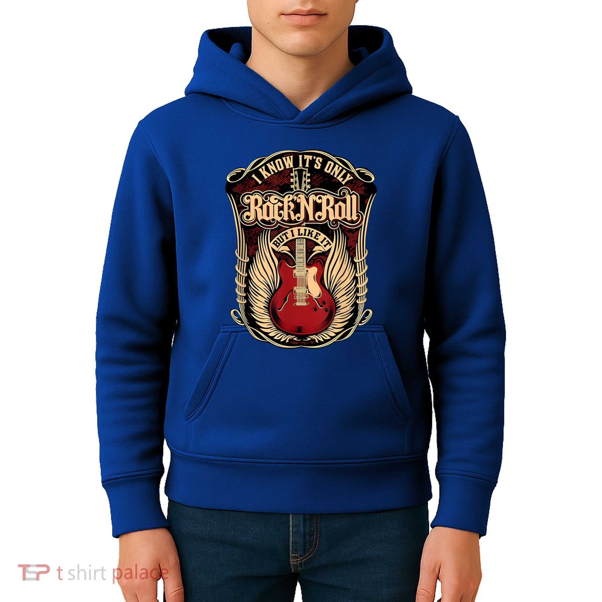 Classic Guitar I Know ItS Only Rock And Roll Crest Cute Gift Kids Hoodie
