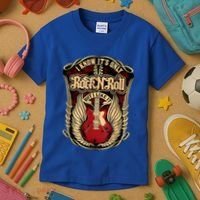 Classic Guitar I Know ItS Only Rock And Roll Crest Cute Gift Kids T-Shirt thumb 3