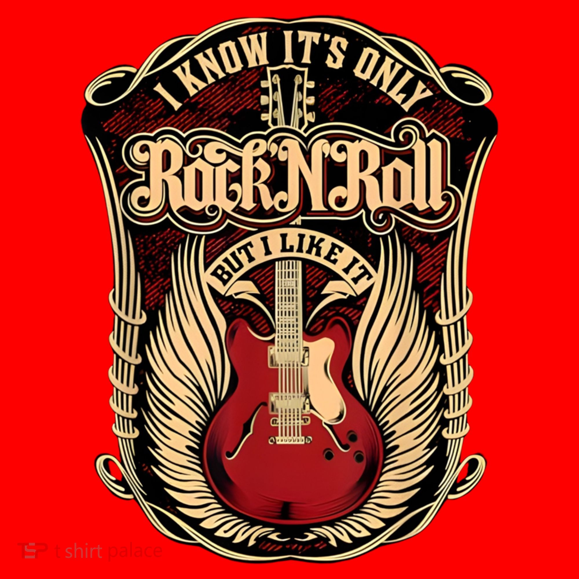 Classic Guitar I Know ItS Only Rock And Roll Crest Cute Gift Santa Hat