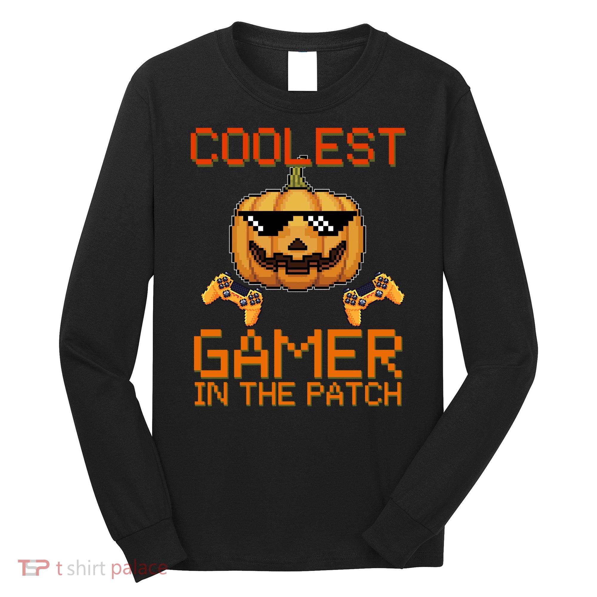 Coolest Gamer In The Patch Pumpkin Halloween Long Sleeve Shirt