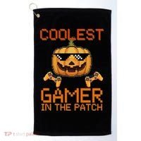 Coolest Gamer In The Patch Pumpkin Halloween Golf Towel thumb 0