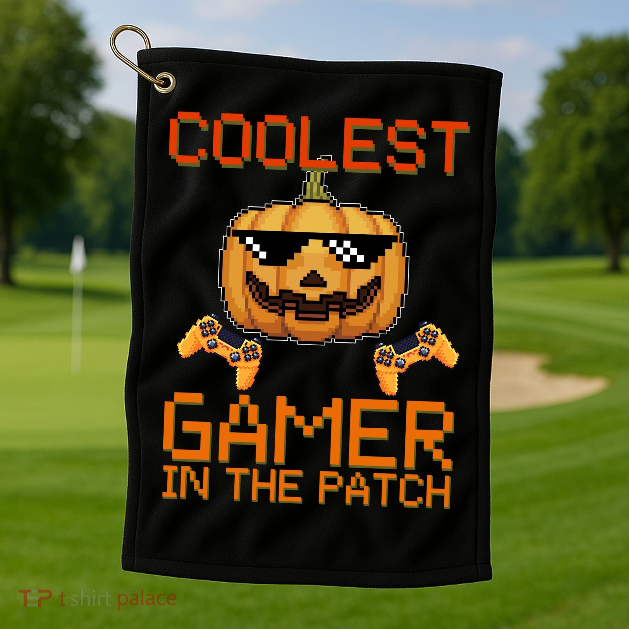 Coolest Gamer In The Patch Pumpkin Halloween Golf Towel