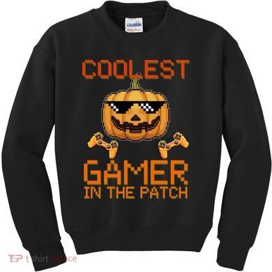 Coolest Gamer In The Patch Pumpkin Halloween Kids Sweatshirt