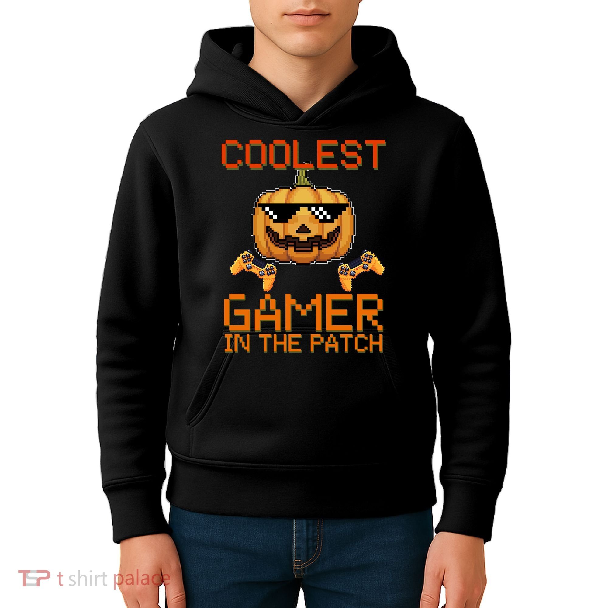 Coolest Gamer In The Patch Pumpkin Halloween Kids Hoodie