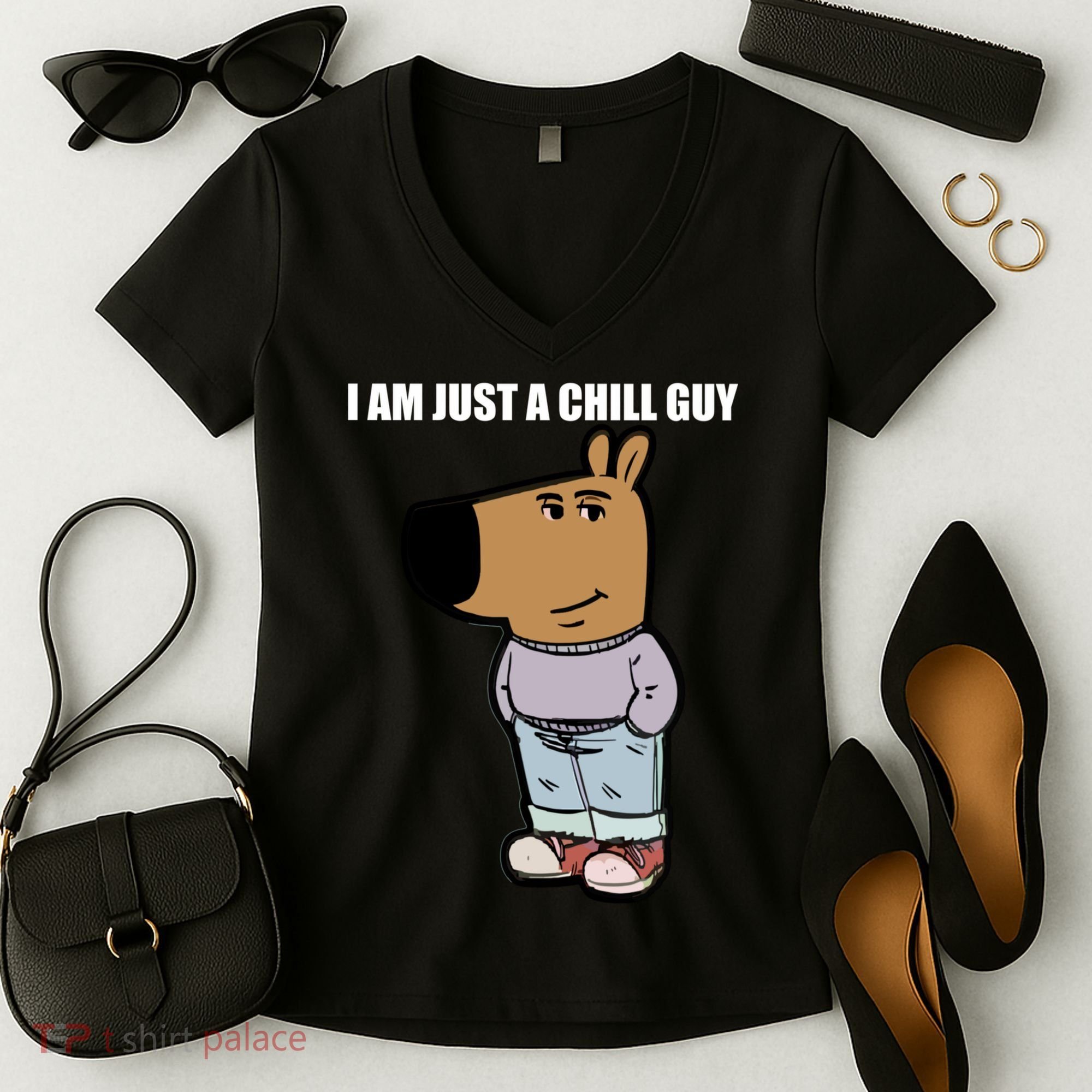 Chill Guy Women's V-Neck T-Shirt