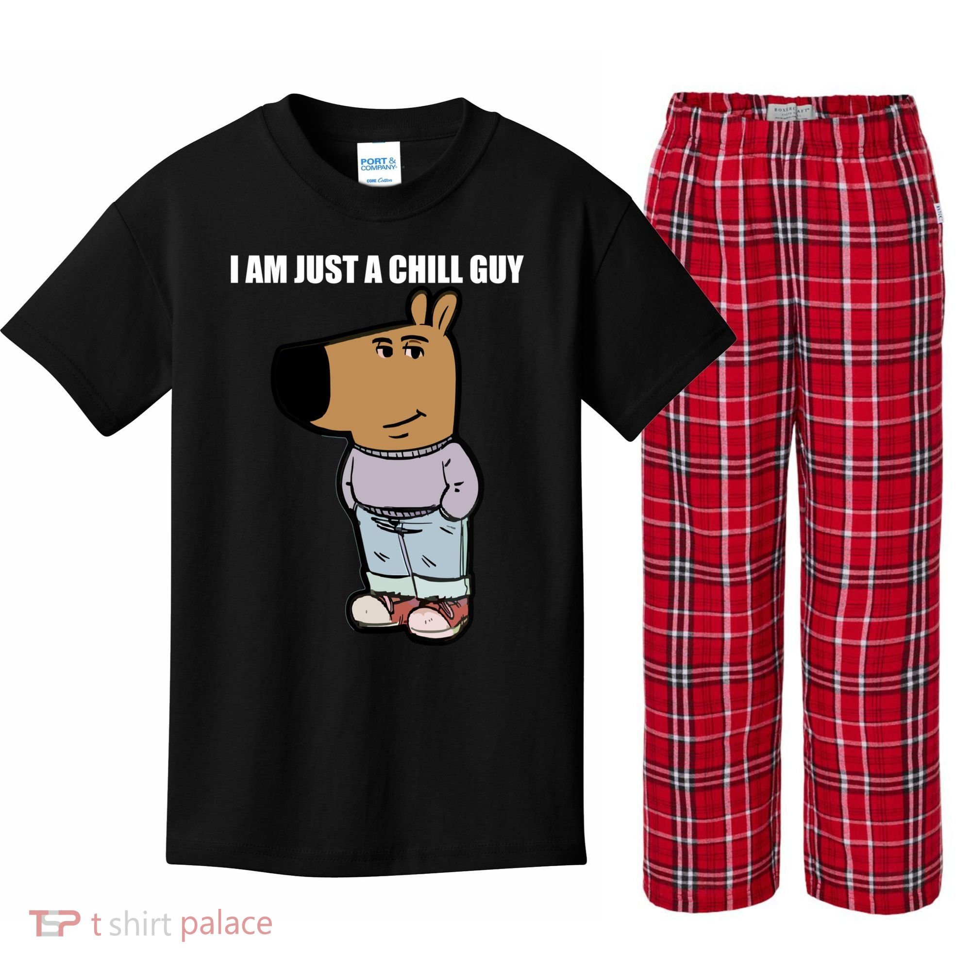 Chill Guy Kids Plaid Pajama Set