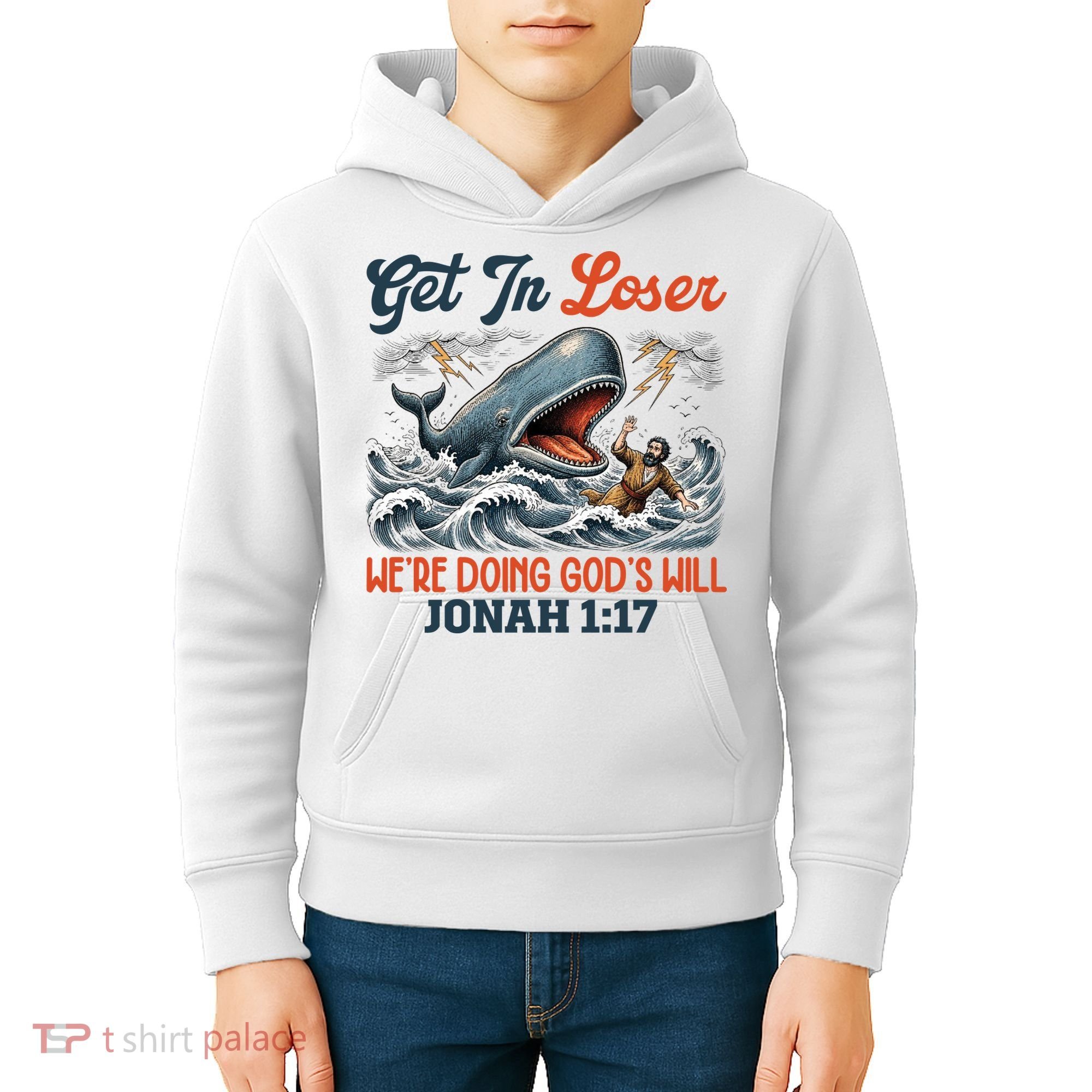 Christian Get In Loser We're Doing God's Will Bible Humor Kids Hoodie