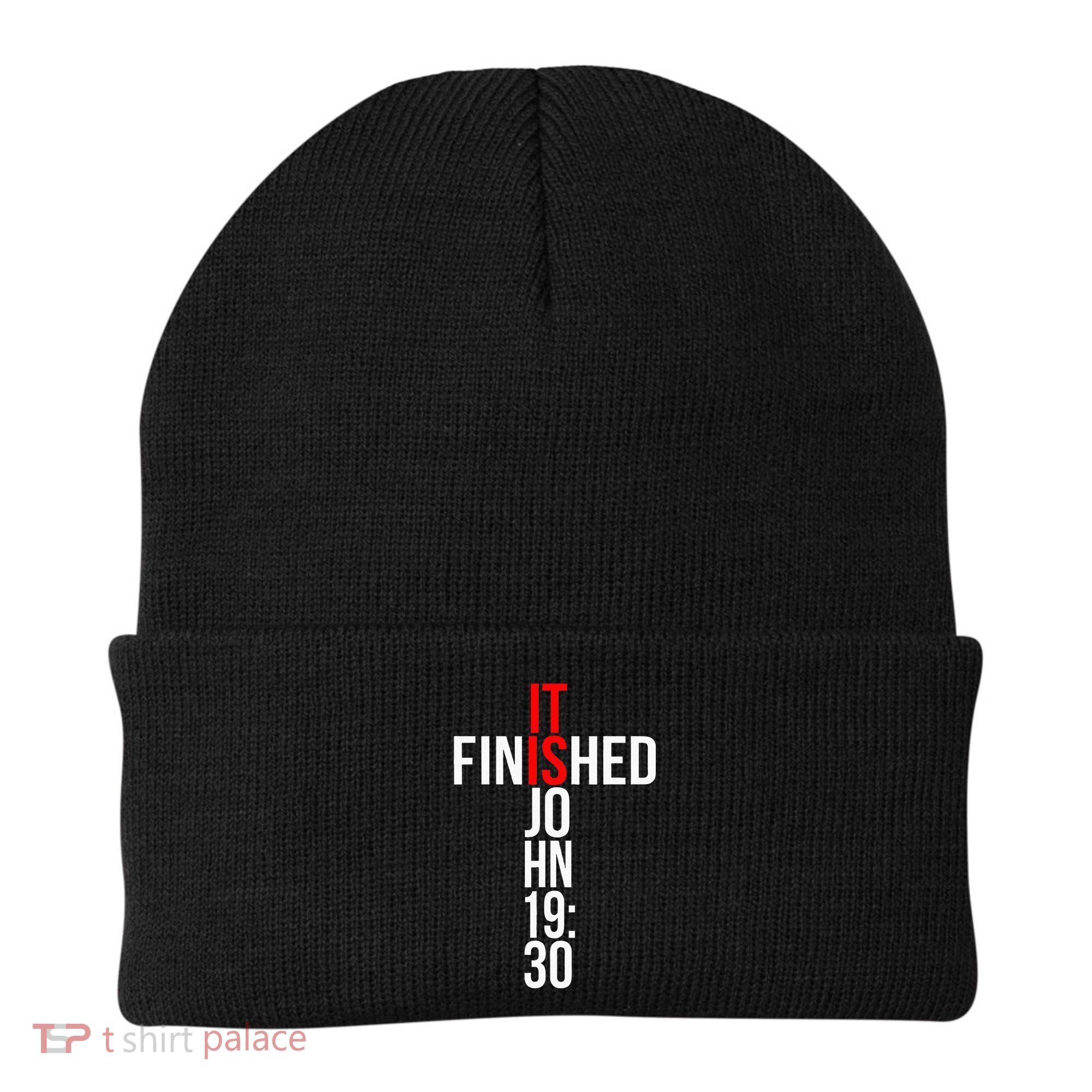 Christian Gift Idea It Is Finished Gospel Bible Verse Beanie