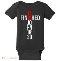 Christian Gift Idea It Is Finished Gospel Bible Verse Baby Bodysuit thumb 0