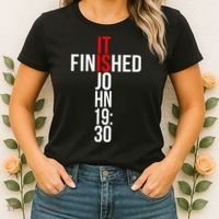 Christian Gift Idea It Is Finished Gospel Bible Verse Women's T-Shirt thumb 2