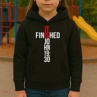 Christian Gift Idea It Is Finished Gospel Bible Verse Kids Hoodie thumb 3