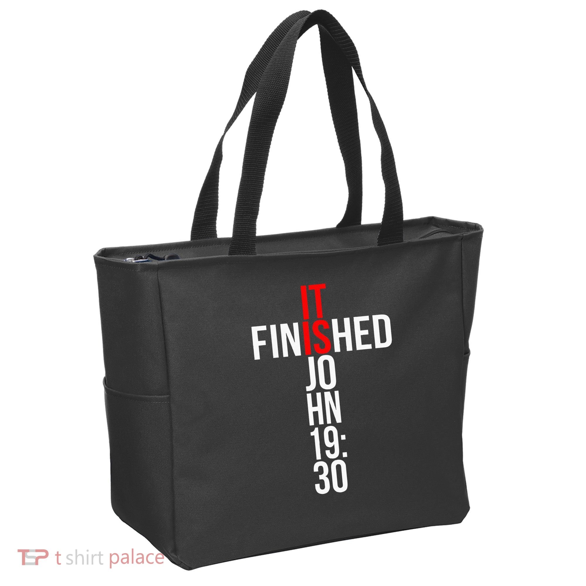 Christian Gift Idea It Is Finished Gospel Bible Verse Tote Bag
