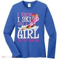 Cuet Gift I Ski Like A Girl Try To Keep Up Skier Funny Skiing Gift Women's Long Sleeve Shirt thumb 0