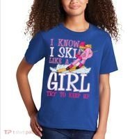 Cuet Gift I Ski Like A Girl Try To Keep Up Skier Funny Skiing Gift Kids T-Shirt thumb 2