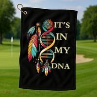  Cute Gift It's In My Dna Indigenous Native American Indian Day Golf Towel thumb 1