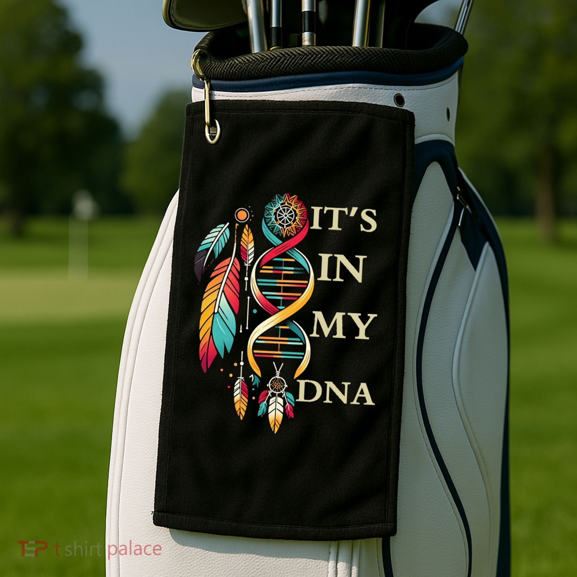  Cute Gift It's In My Dna Indigenous Native American Indian Day Golf Towel