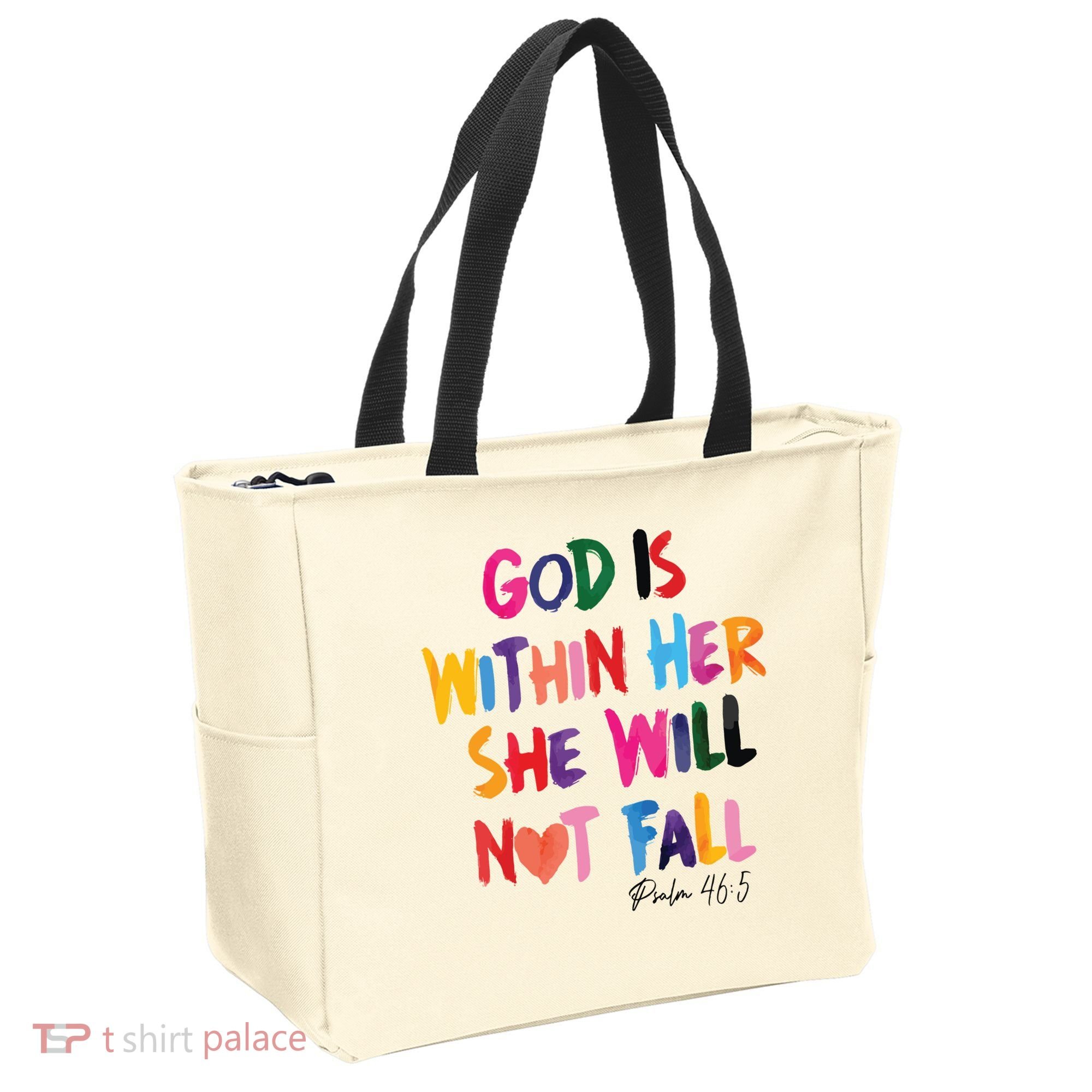 Christian God Is Within Her She Will Not Fall Christian Bible Tote Bag