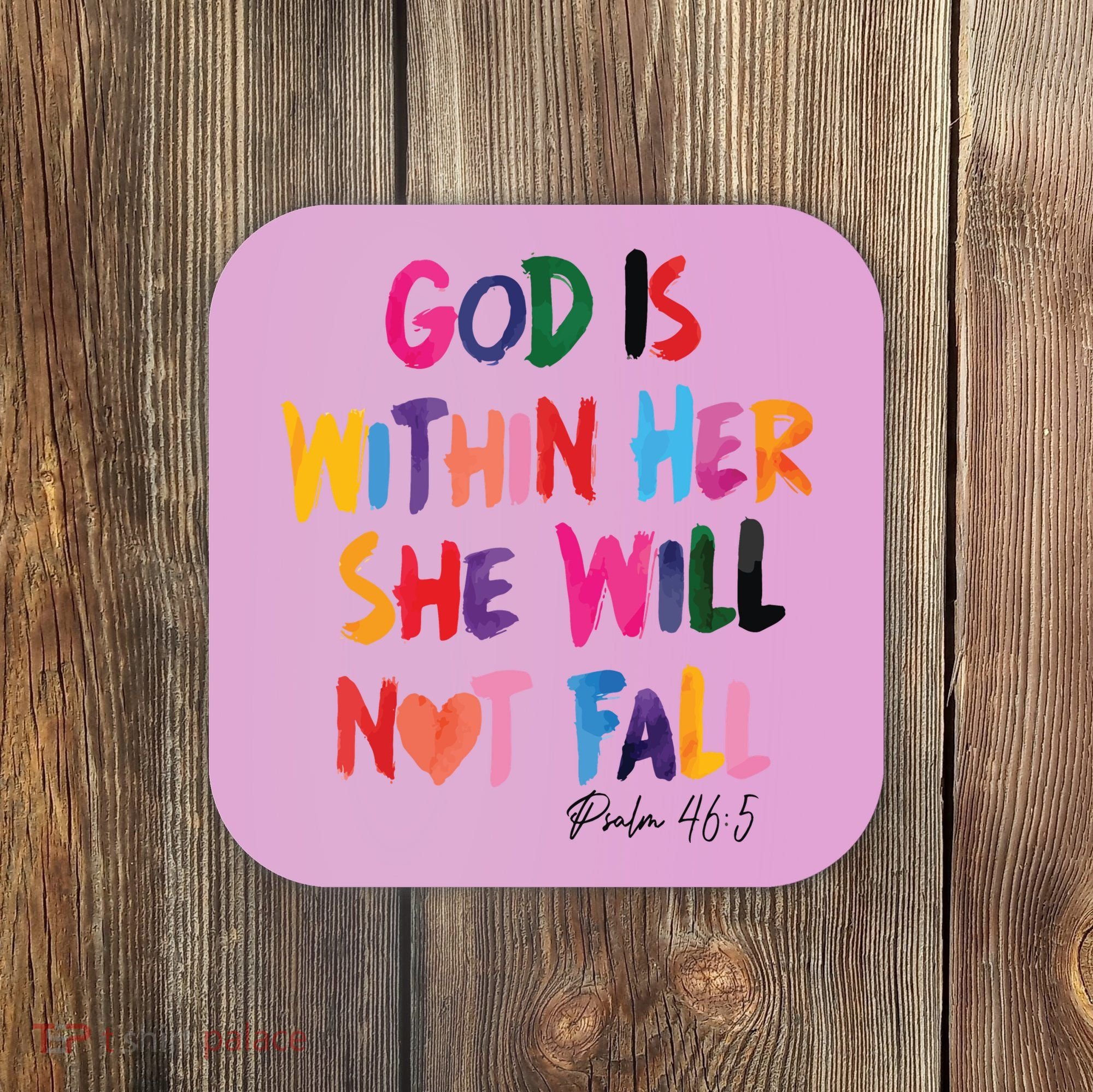 Christian God Is Within Her She Will Not Fall Christian Bible Coaster