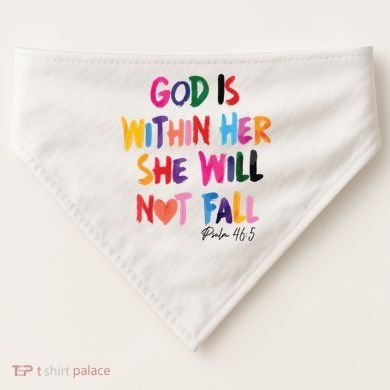 Christian God Is Within Her She Will Not Fall Christian Bible USA-Made Doggie Bandana