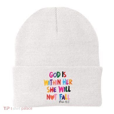 Christian God Is Within Her She Will Not Fall Christian Bible Beanie