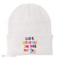 Christian God Is Within Her She Will Not Fall Christian Bible Beanie thumb 0