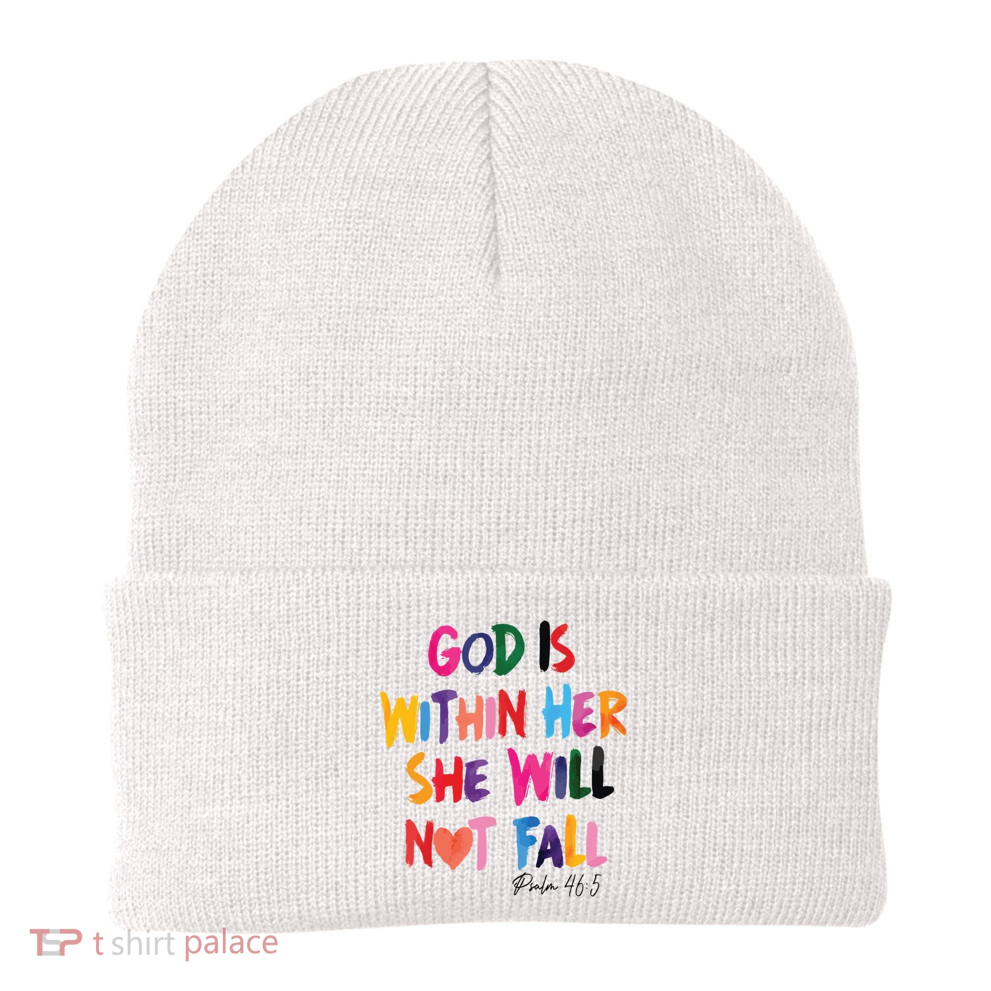 Christian God Is Within Her She Will Not Fall Christian Bible Beanie