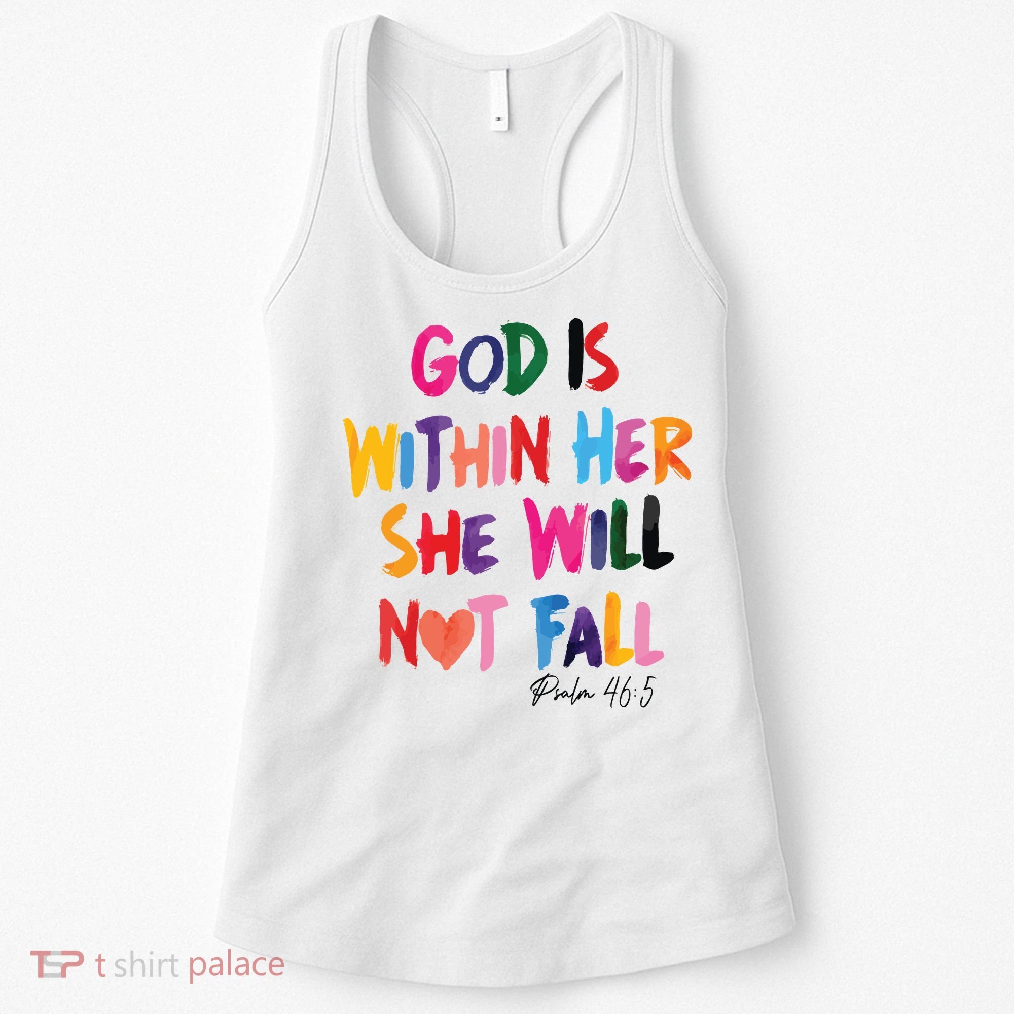 Christian God Is Within Her She Will Not Fall Christian Bible Women's Tank Top