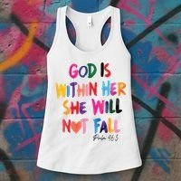 Christian God Is Within Her She Will Not Fall Christian Bible Women's Tank Top thumb 3