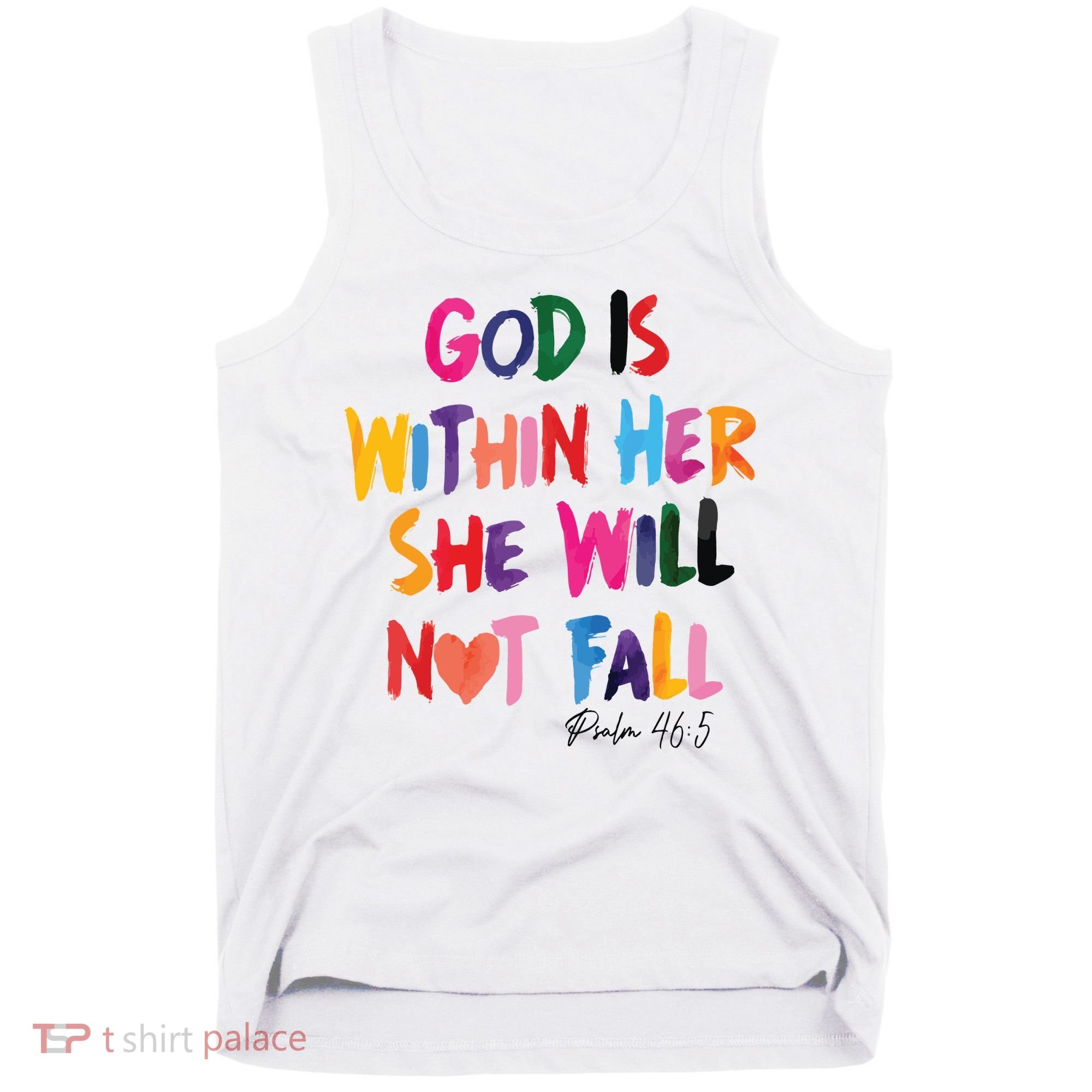 Christian God Is Within Her She Will Not Fall Christian Bible Tank Top