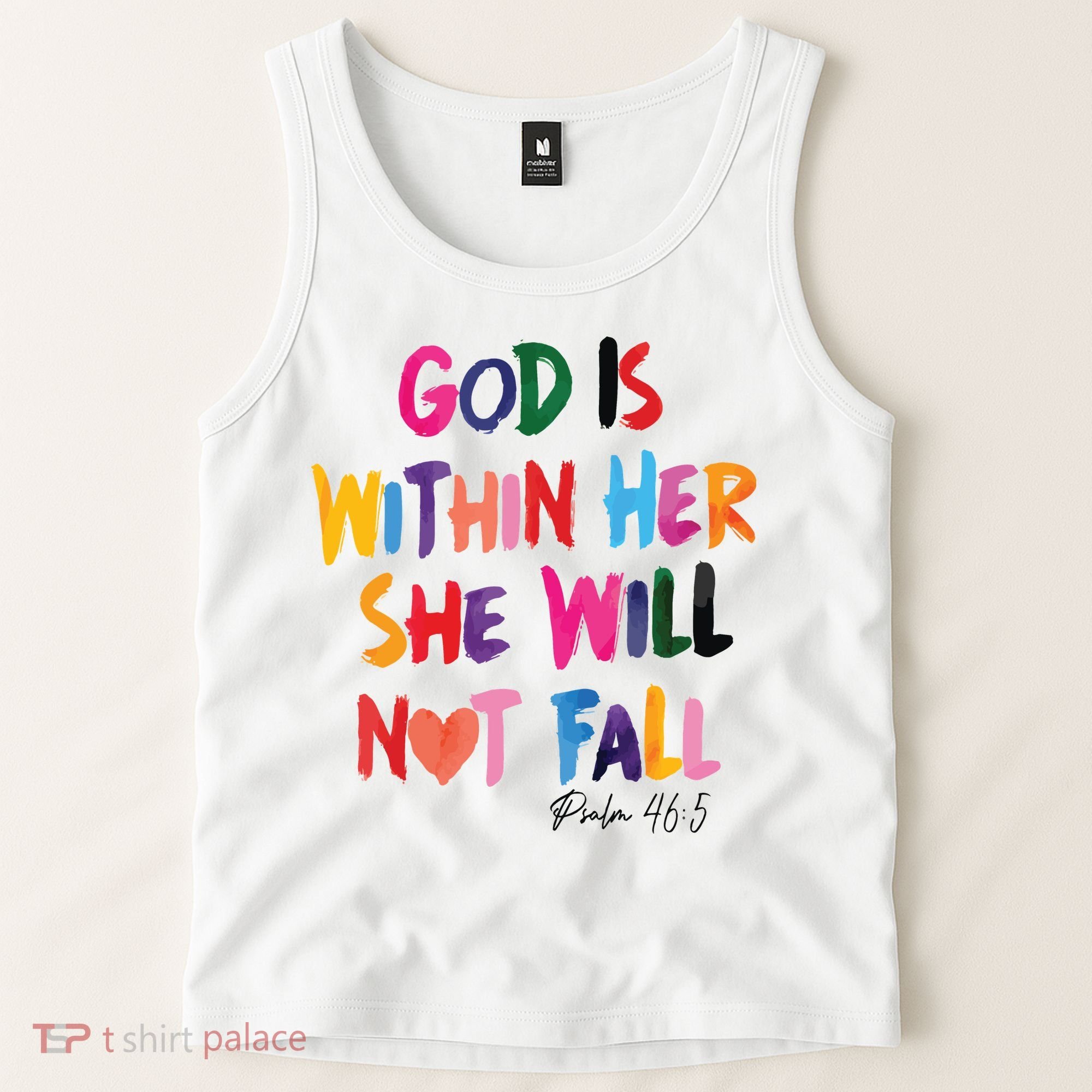 Christian God Is Within Her She Will Not Fall Christian Bible Tank Top