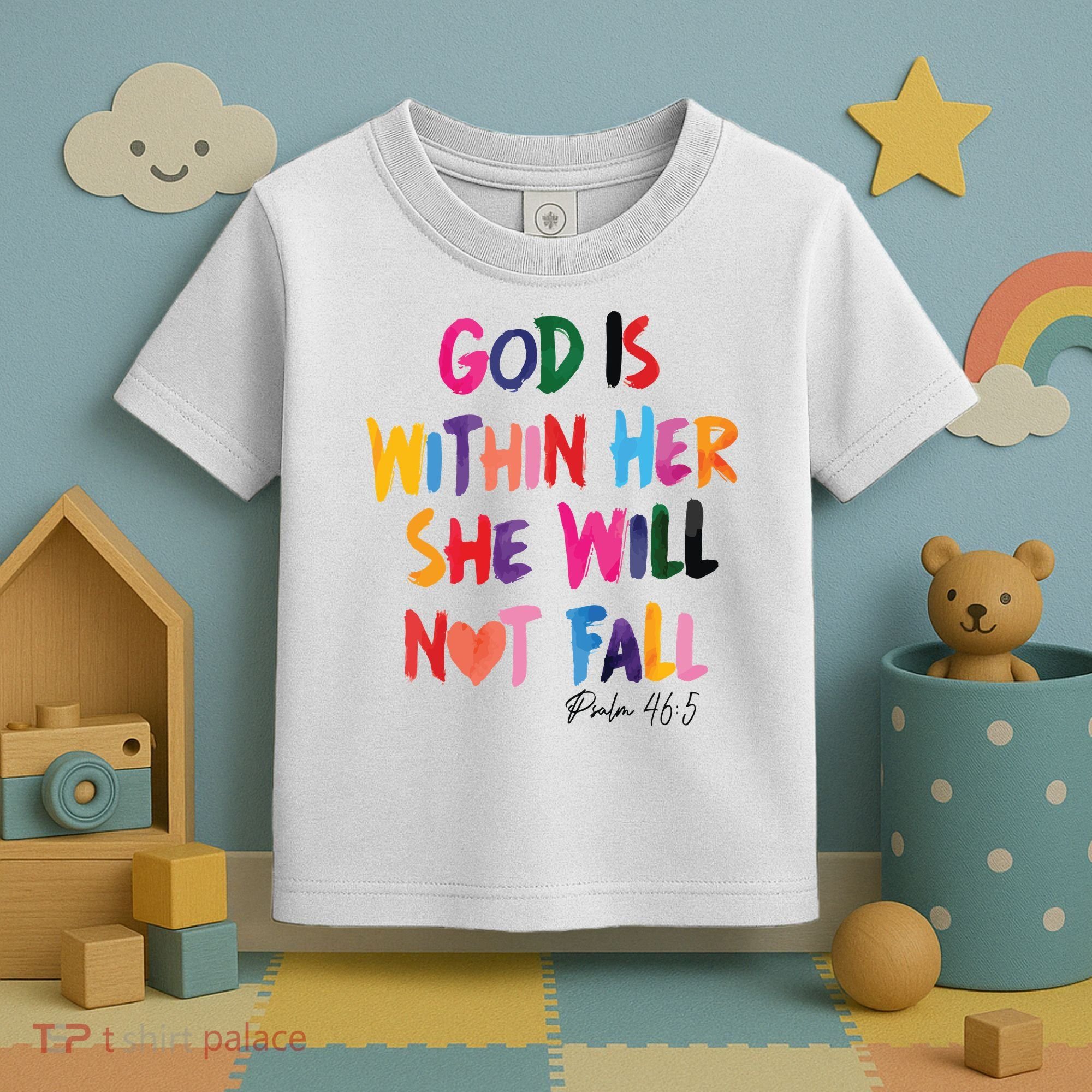 Christian God Is Within Her She Will Not Fall Christian Bible Toddler T-Shirt