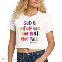 Christian God Is Within Her She Will Not Fall Christian Bible Women's Crop Top Tee thumb 2