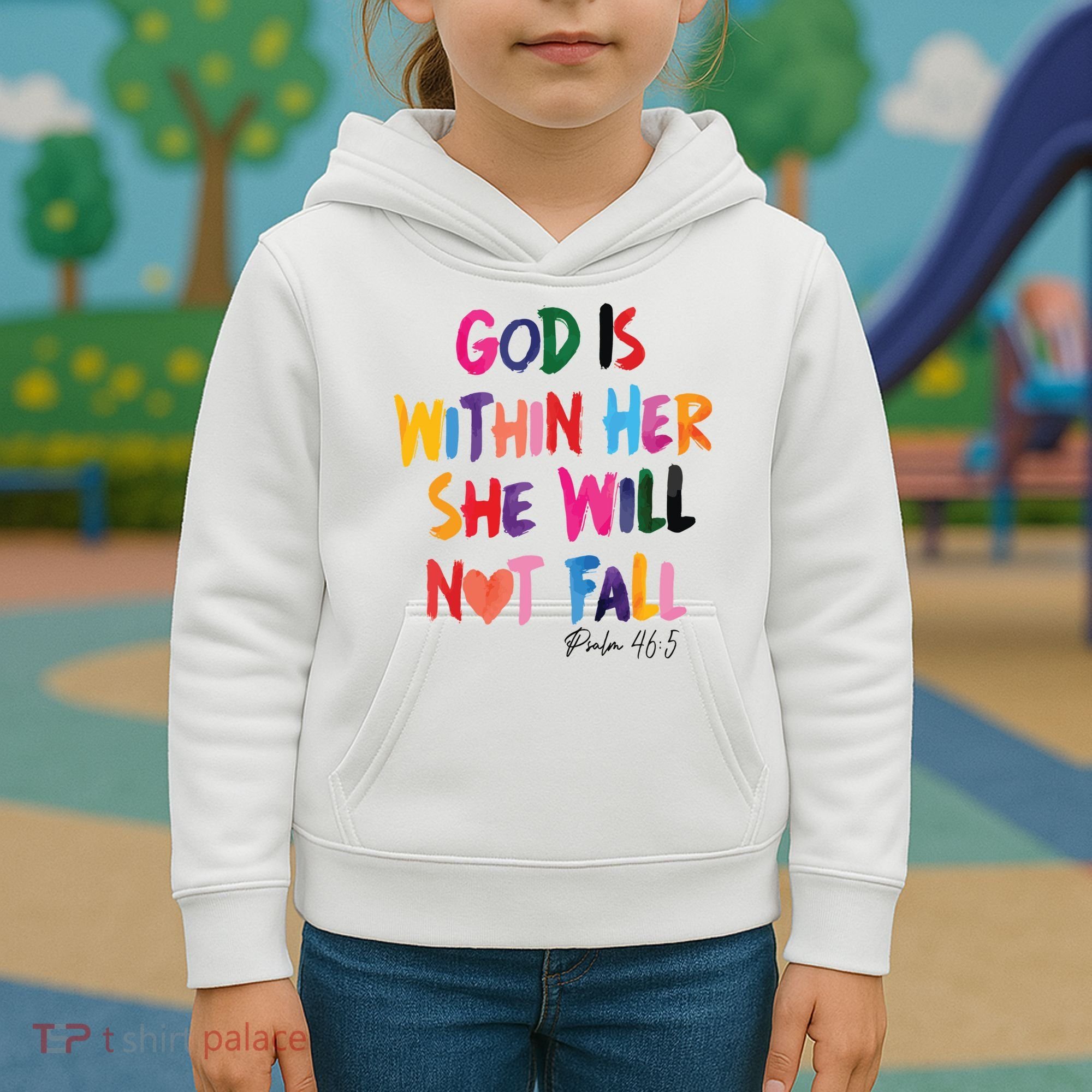 Christian God Is Within Her She Will Not Fall Christian Bible Kids Hoodie