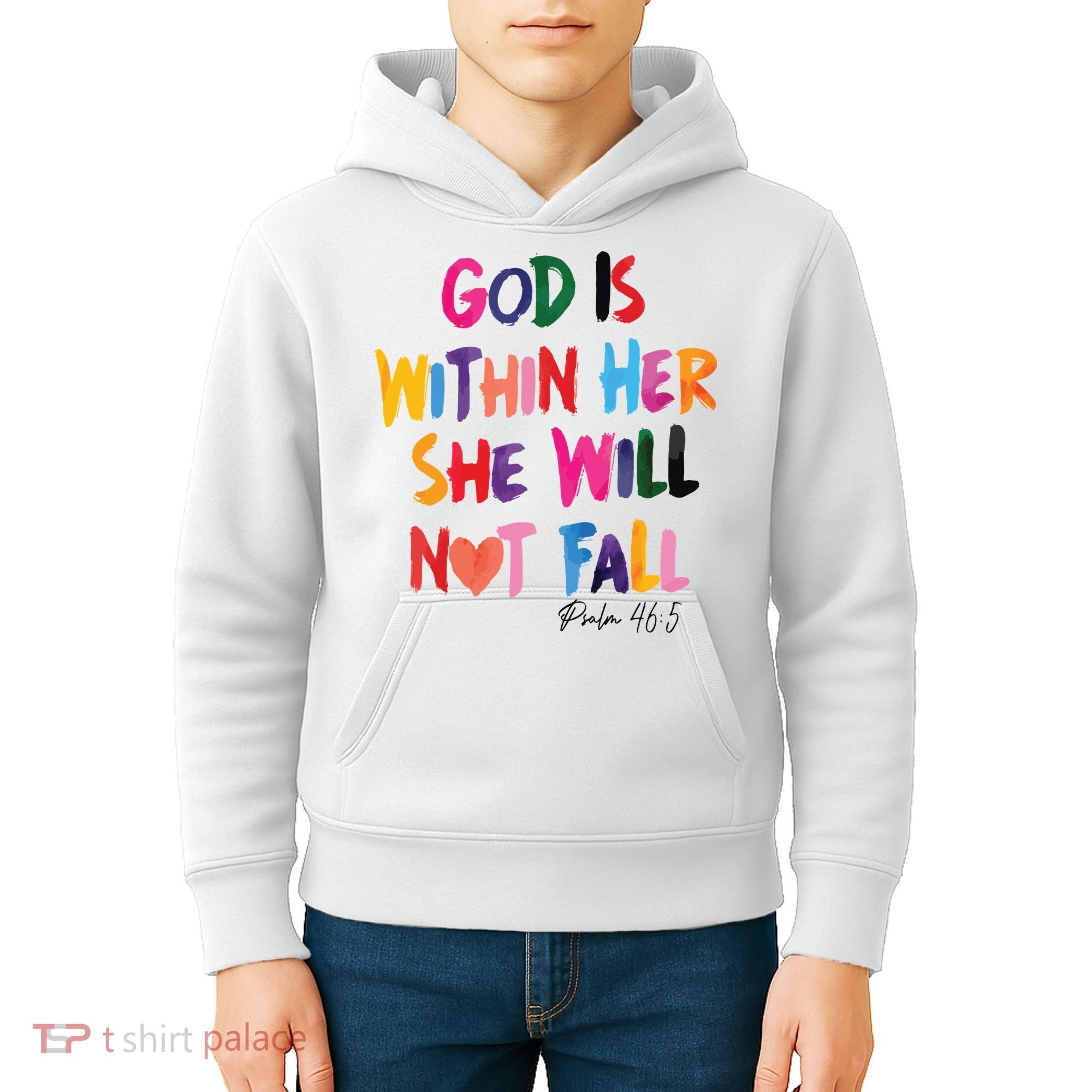 Christian God Is Within Her She Will Not Fall Christian Bible Kids Hoodie