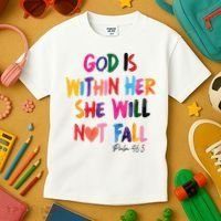 Christian God Is Within Her She Will Not Fall Christian Bible Kids T-Shirt thumb 3
