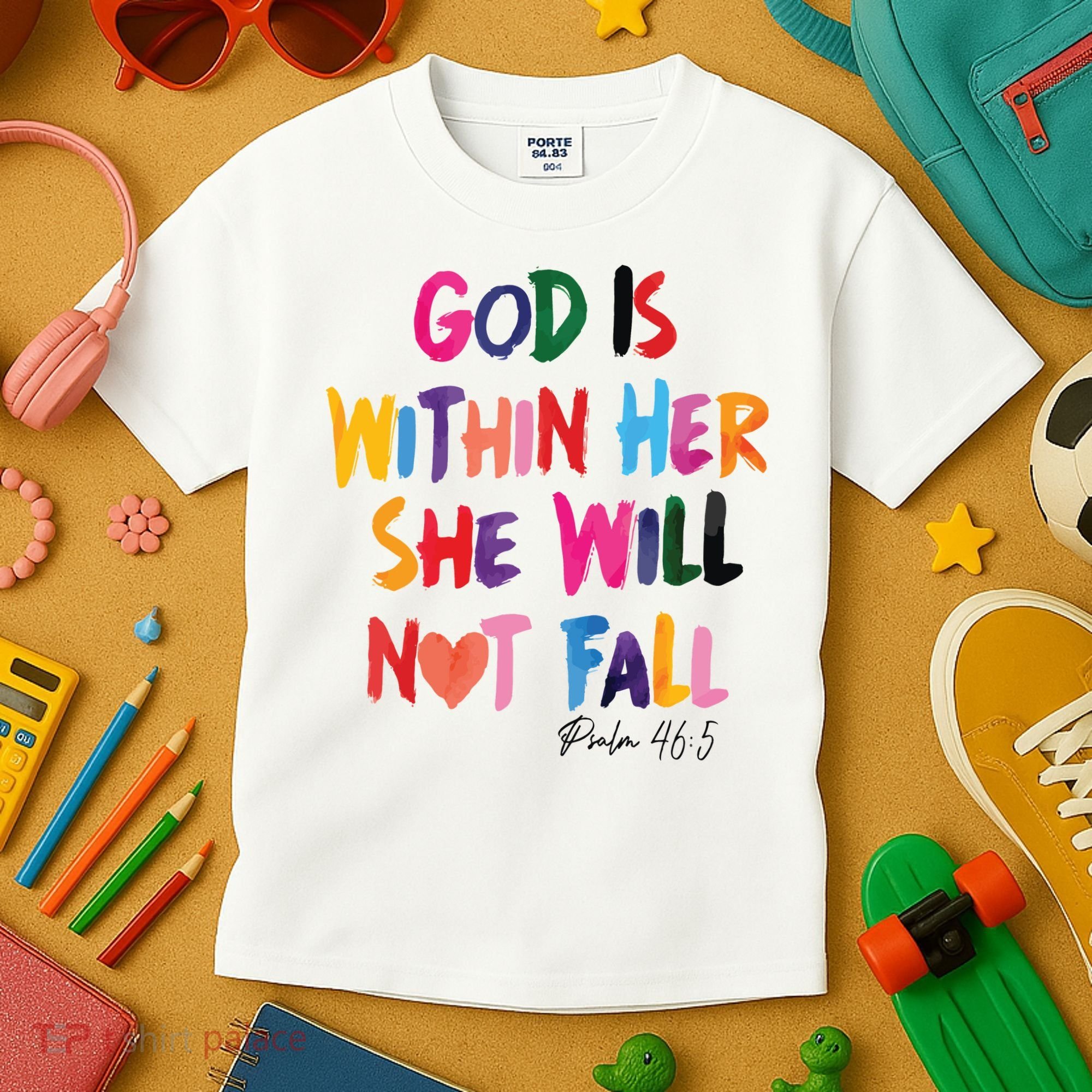 Christian God Is Within Her She Will Not Fall Christian Bible Kids T-Shirt