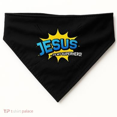 Christian Gift Jesus Is My Superhero Fun Comic Book USA-Made Doggie Bandana