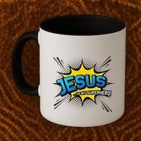Christian Gift Jesus Is My Superhero Fun Comic Book Coffee Mug thumb 2